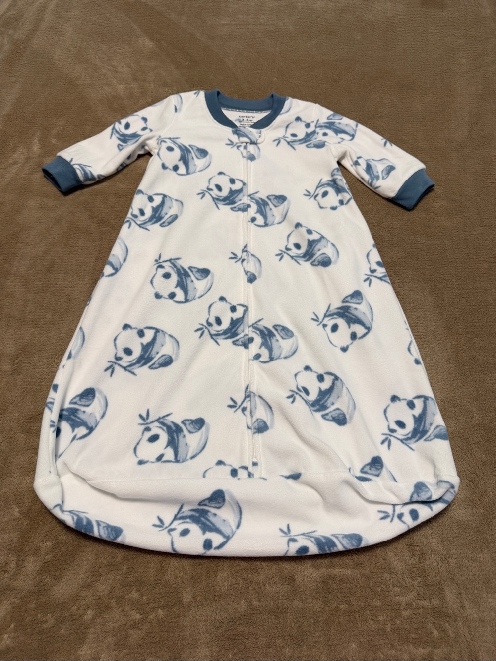 Whimsical Cottagecore Cozy Panda Fleece Sleep Sack Wearable Blanket 3-6M